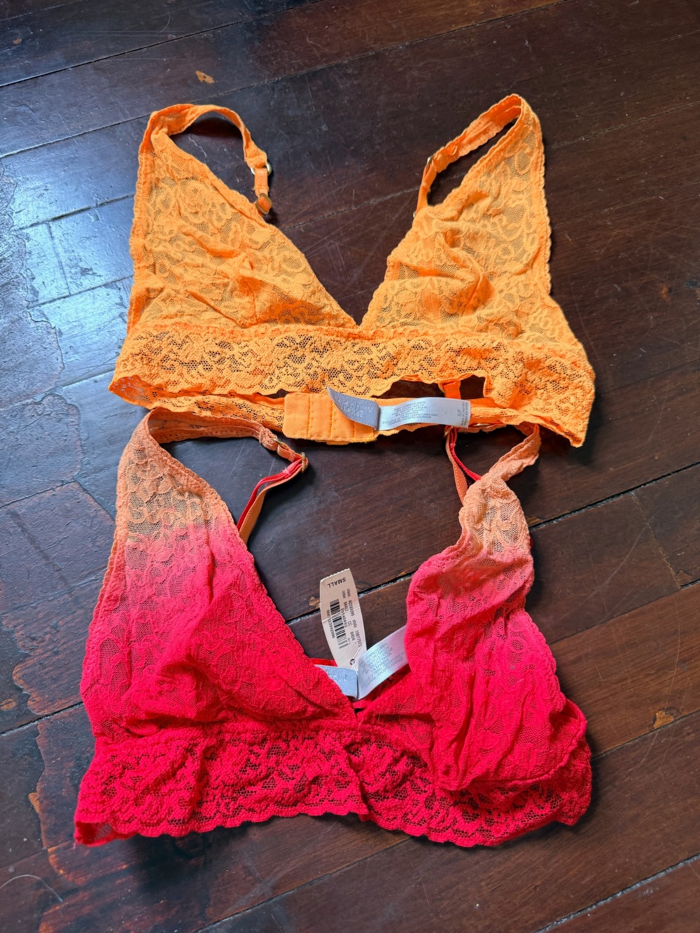 Victoria's Secret Lace Bralettes in Orange & Hot Pink